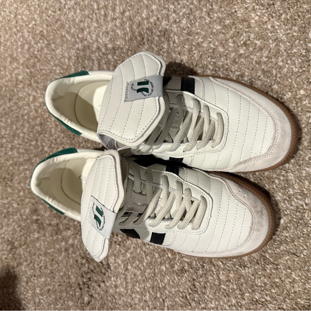 Coolway White Sneakers with Green Heel Detail